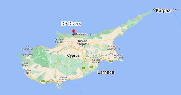 Map of the island of Cyprus